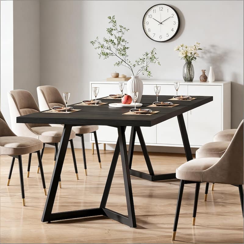 Contemporary Dining Table,Rectangular Kitchen Table,Conference table,Executive desk,Office table - Black
