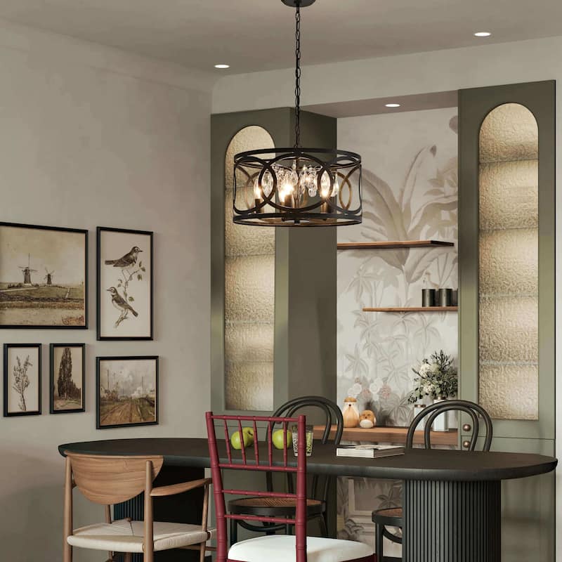 Aurelia 5-light Metal Cage Drum Pendant Chandelier
