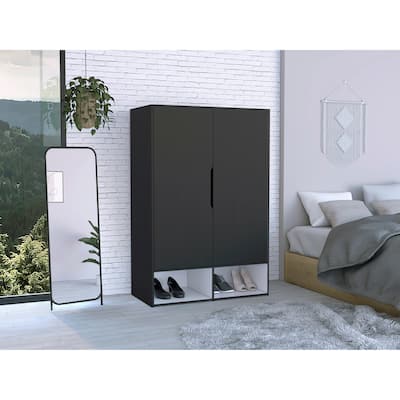 Bamboo Armoire With Double Door Cabinets And 6 Inner Shelves