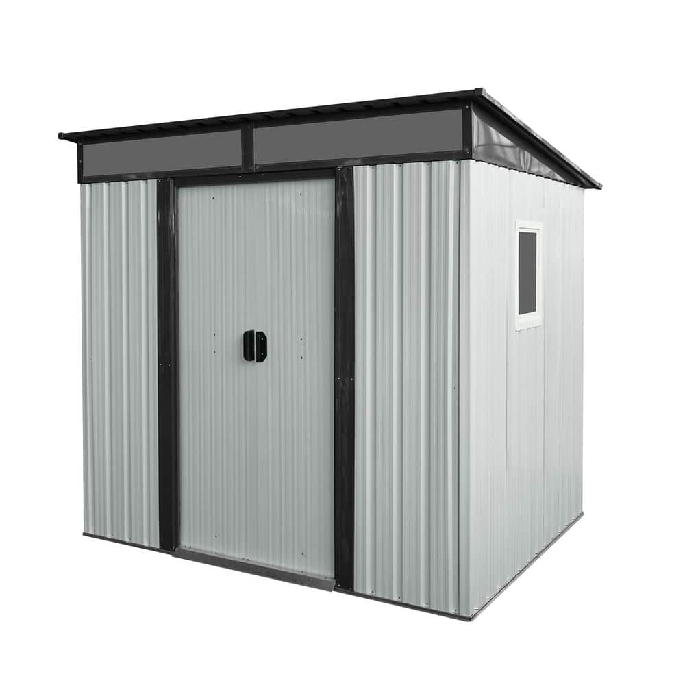 Outdoor Rust-proof Metal Storage Shed Garden Shed with Lockable Sliding Door, Weatherproof Tool Shed