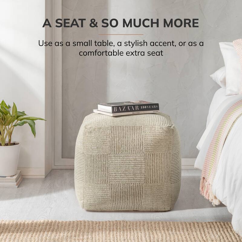 Jani 20-inch Ottoman Pouf - Handcrafted Handmade Ottoman for Seating, Footrest, Home Decor for Living Room, Bedroom