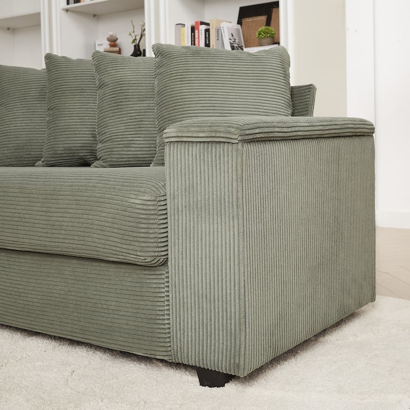 GDFStudio - Peregrine L-Shaped Corduroy Sectional Sofa with Pillows and Armrest Storage