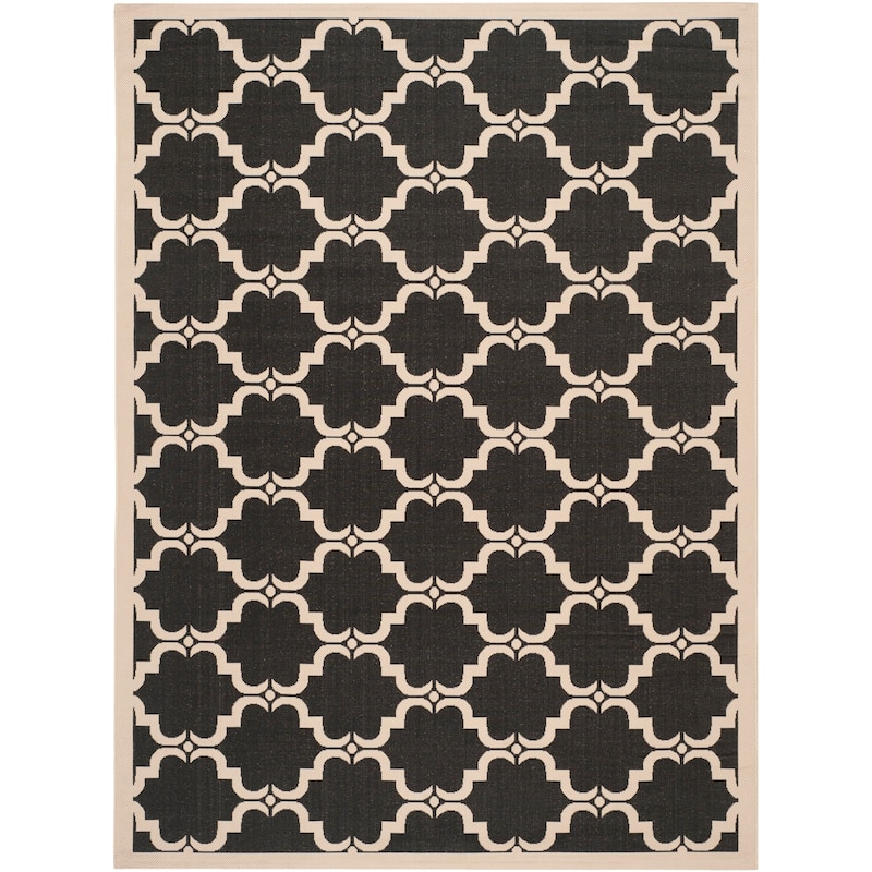 SAFAVIEH Courtyard Charleen Indoor/ Outdoor Waterproof Patio Backyard Rug - 8' x 11' - Black/Beige
