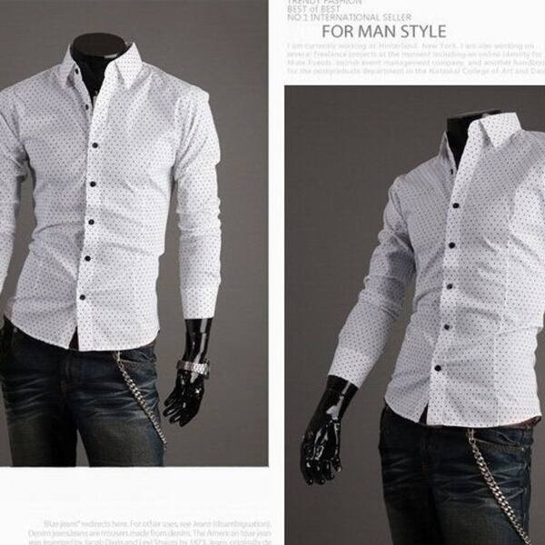 Shop Casual Fashion Classic Mens Long Sleeved Shirt Slim Shirt