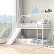 preview thumbnail 14 of 23, Twin over Twin House Bunk Bed with Convertible Slide, Ladder and Safety Guardrail White