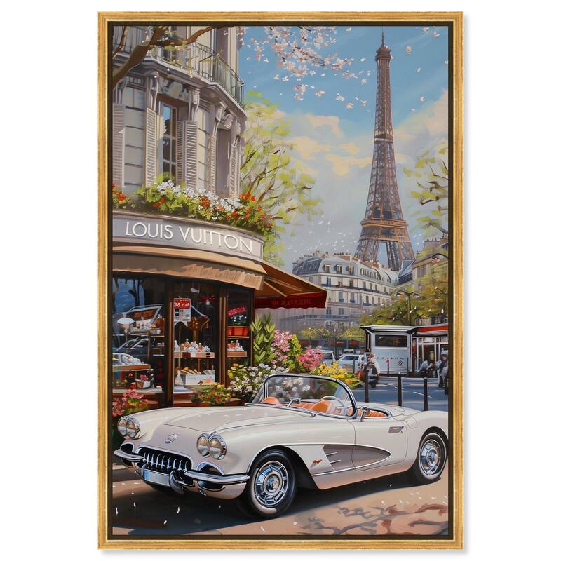 A View of Paris from the Car Canvas by Art Remedy - Gold - 24" x 36"