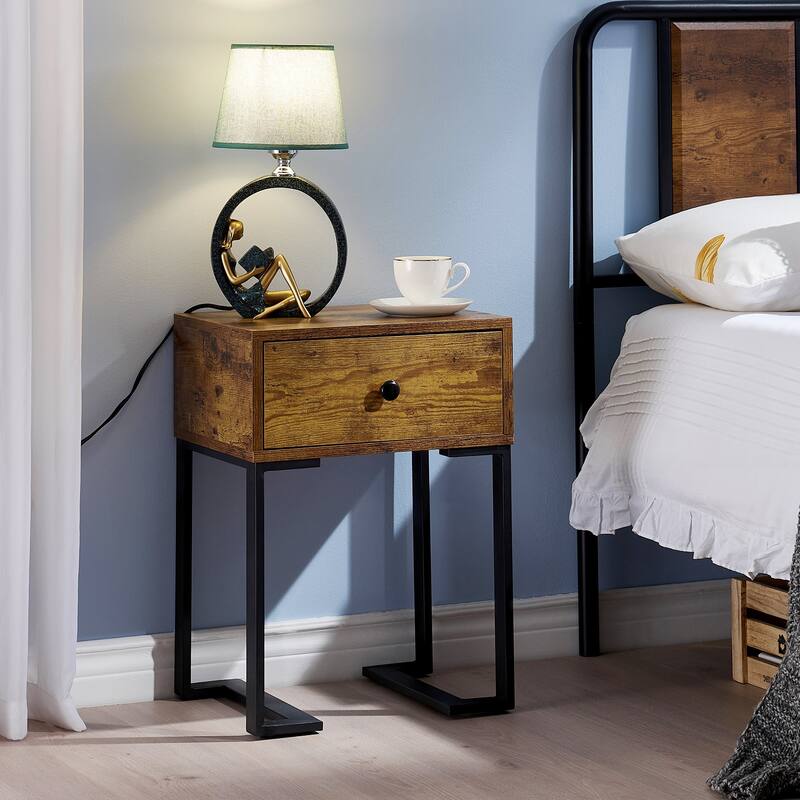 VECELO Modern 1-Drawer Wood Nightstands