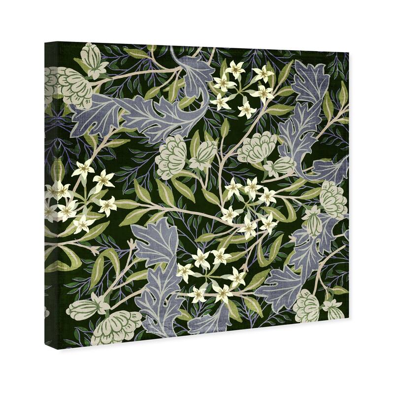Wynwood Studio Canvas Floral and Botanical Jade Florals Blue and Traditional Wall Art Canvas Print