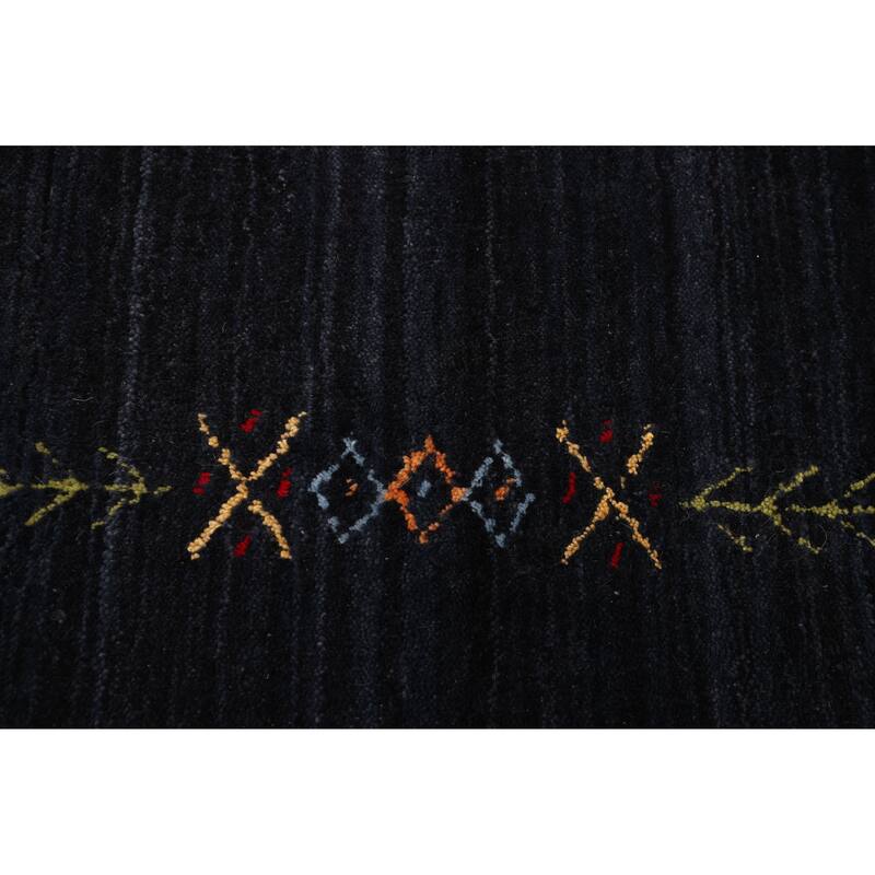 ECARPETGALLERY Hand Loomed Kashkuli Gabbeh Dark Navy Wool Rug - 5'0 x 7'10