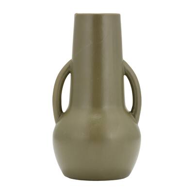 Sagebrook Home Ceramic 8", Vase With Handles, Olive, Amphora, Ceramic, Contemporary, 8"H, Solid Color