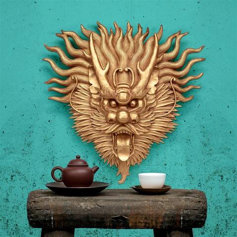 Design Toscano Tibetan Sculptural Dragon Wall Mask