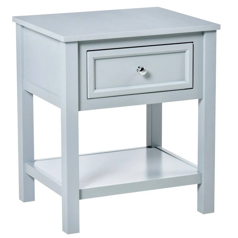 Accent End Table, Sofa Side Table with Storage Drawer and Bottom Shelf