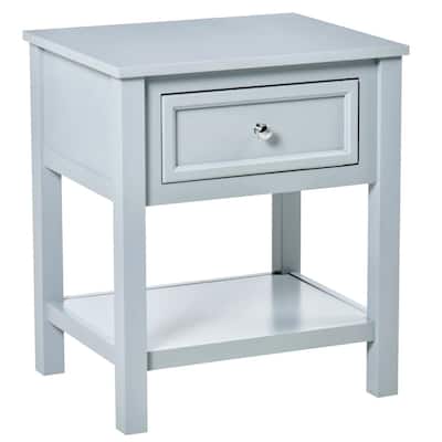 Accent End Table, Sofa Side Table with Storage Drawer and Bottom Shelf