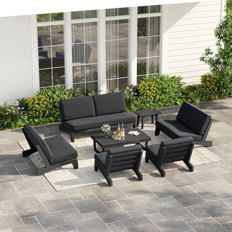 Casual Large Teak Outdoor Patio Conversation Set