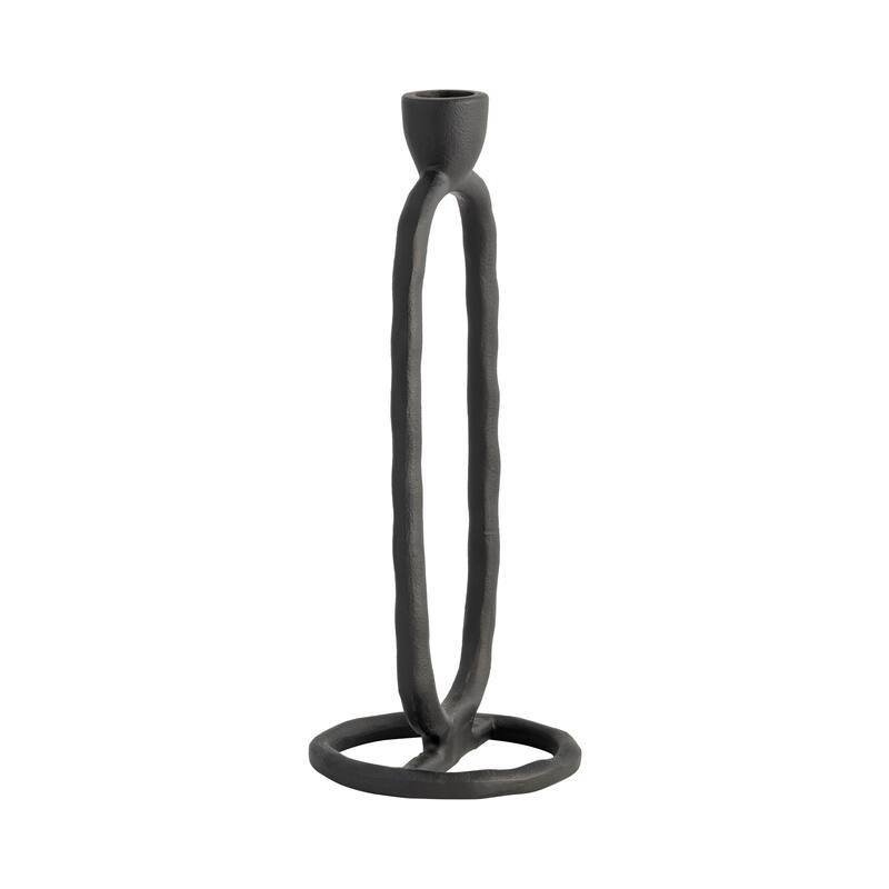 Sagebrook Home Oval Ring Taper Candle Holder - Black - 4" x 4" x 10"