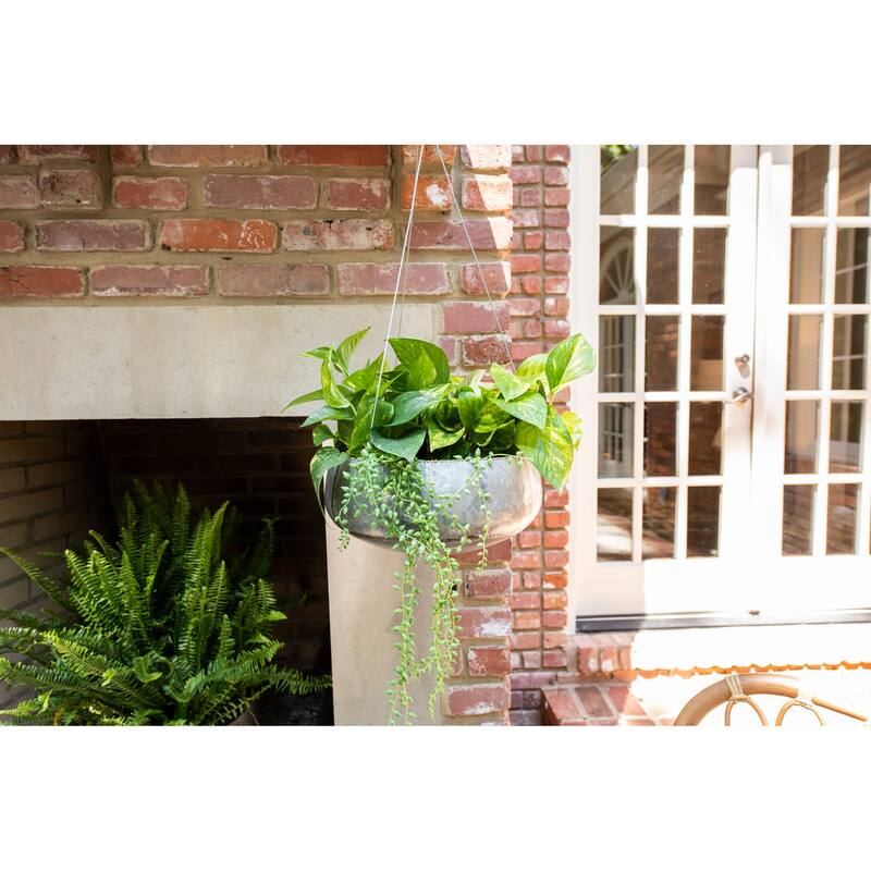 Grey & Gold Hanging Iron Planter