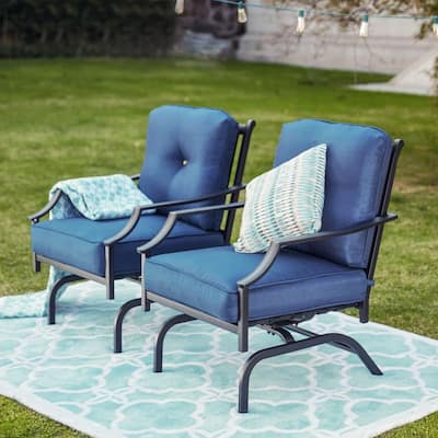 Patio Festival Outdoor Rocking-Motion Metal Chair with Cushions (2-Pack)
