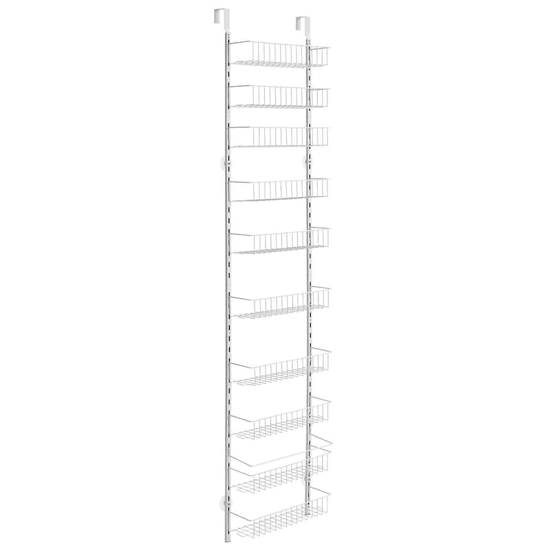 Pantry Organizer with Adjustable Baskets Wall Mount & Over Door Rack - 10 - White