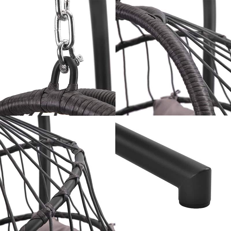 Egg Chair with Stand,Patio Rattan Wicker Hanging Swing,Indoor Outdoor - Egg Chair with Stand