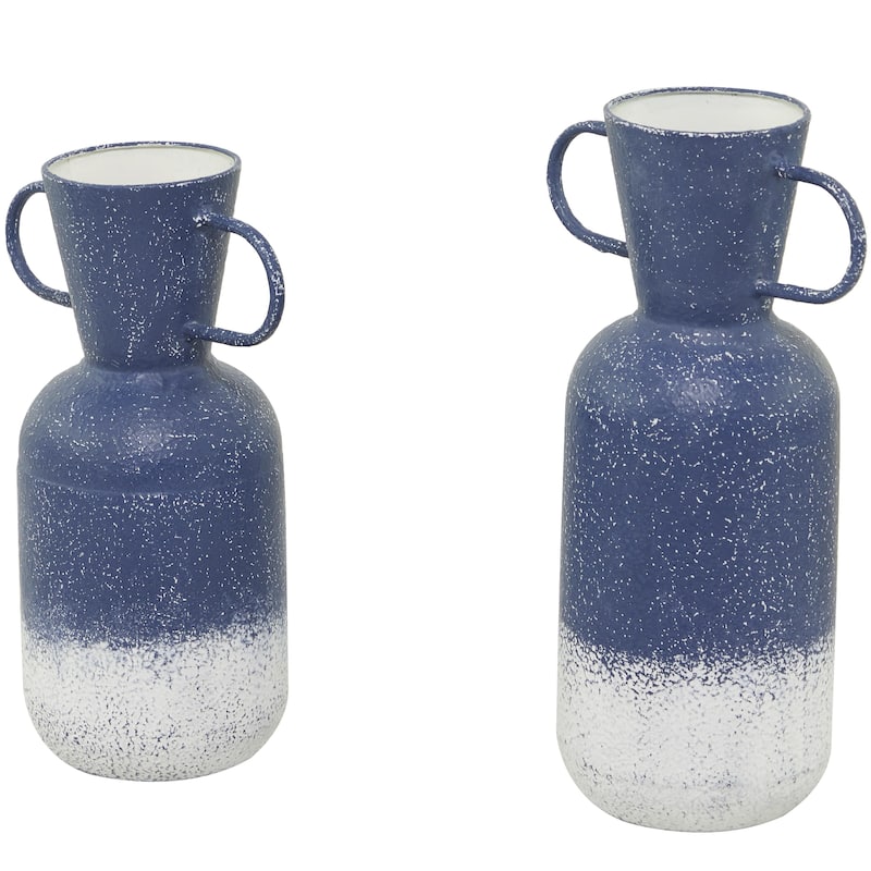 Metal Decorative Vase with Handles - Set of 2 Blue - Roche River Decor
