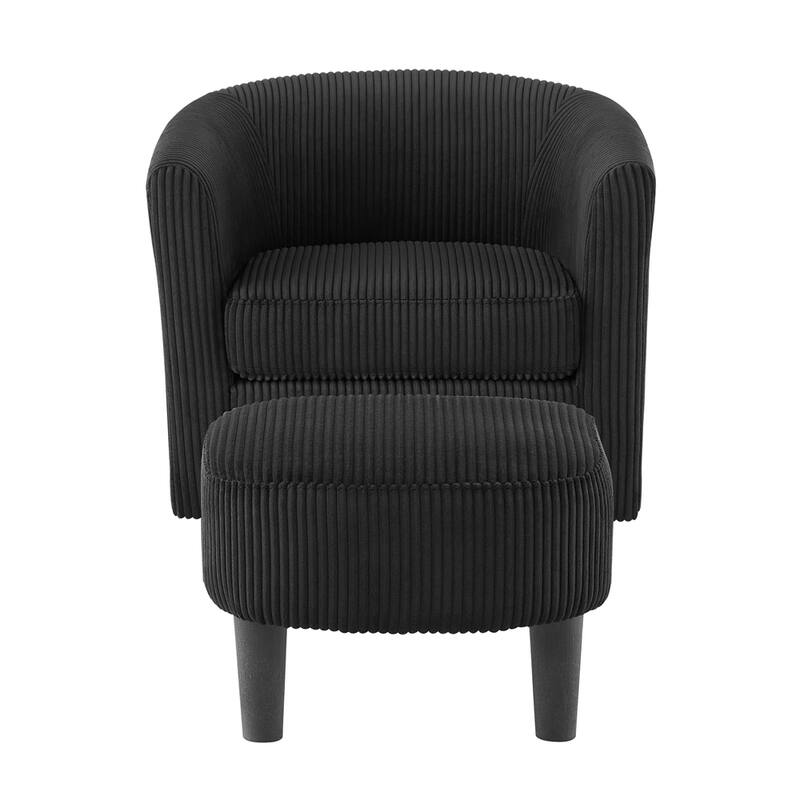 360°Swivel Corduroy Fabric Accent Chair with Ottoman (Set of 2)