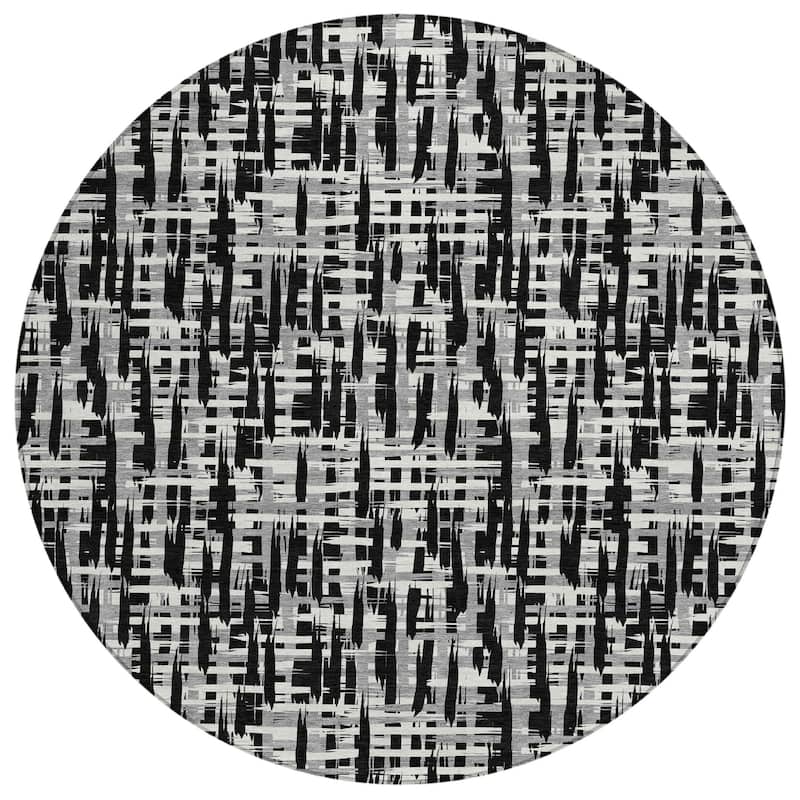 Machine Washable Indoor/ Outdoor Modern Crosshatch Chantille Rug