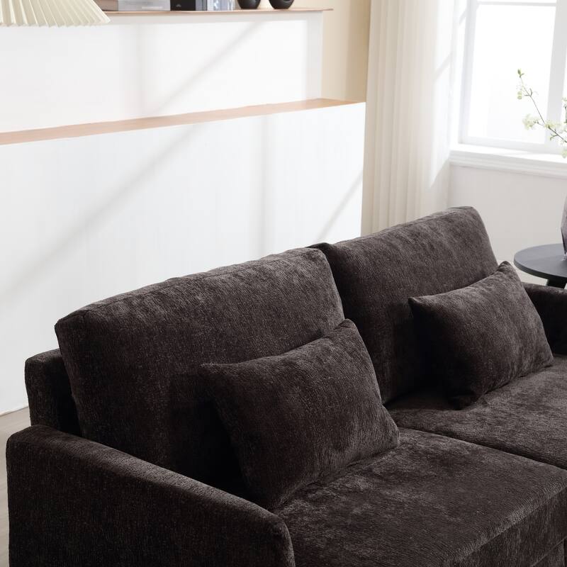 Chenille Fabric Loveseat Sofa, 2-Seater Sofa Couch with Extra Deep Seats, Upholstered Lounge Sofa with Wood Legs