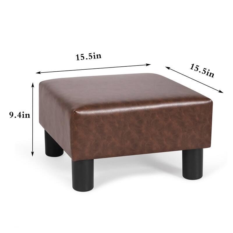 Adeco Footstool Ottoman PU Leather Footrest Modern Square Stool