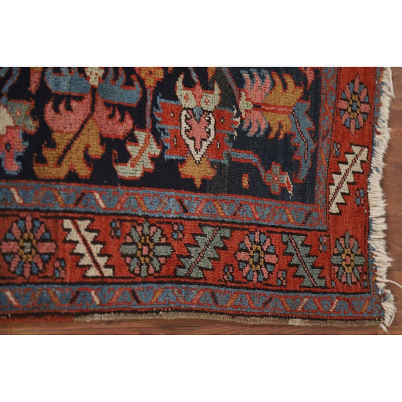Heriz Serapi Persian Antique Accent Rug Handmade Wool Carpet - 3'8"x 4'10"