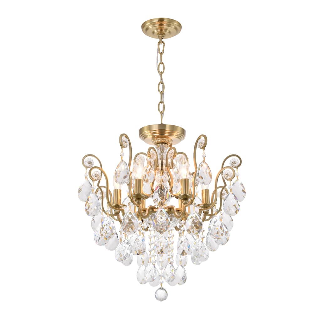 6-Light Antique Brass Chandelier With Clear Crystals