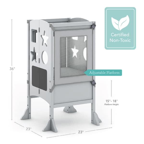 Guidecraft Kitchen Helper Kids Step Stool - Grey