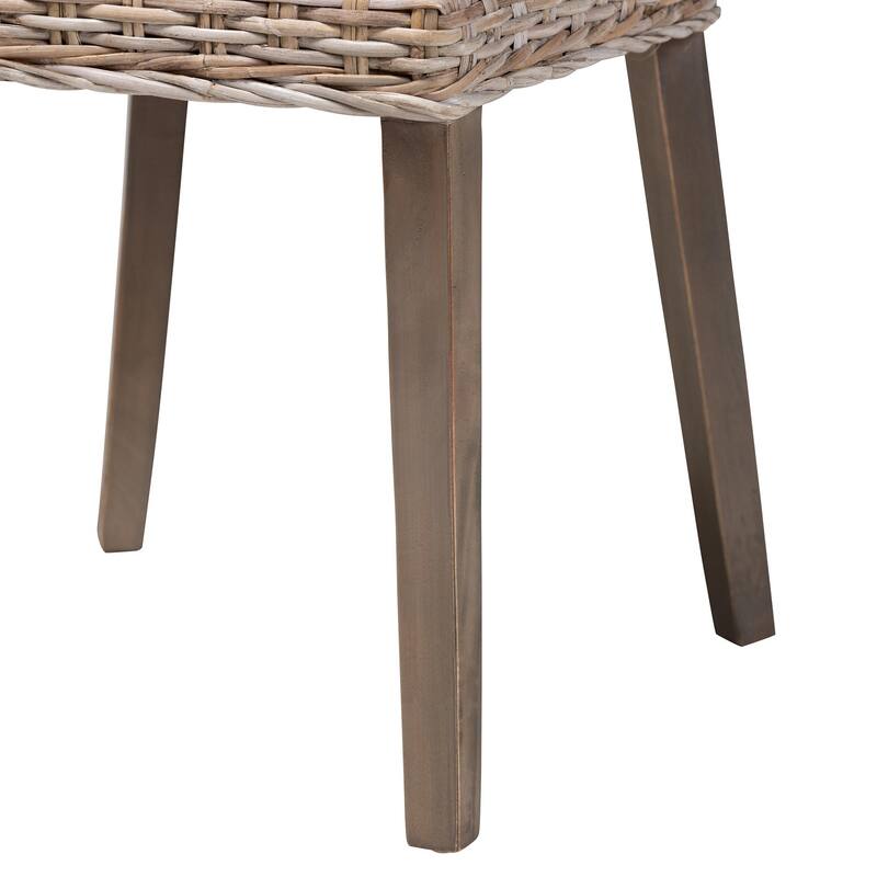 Magy Bohemian Natural Rattan/ Mahogany Wood Dining Chair
