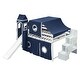 preview thumbnail 3 of 32, Full Loft Bed with Tent & Tower, Castle Design, Blue, Fun & Spacious