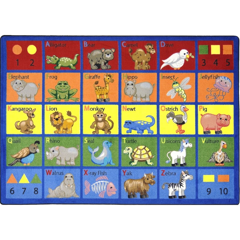 Animal Phonics Educational Nylon Area Rug - 5x8 - Multi