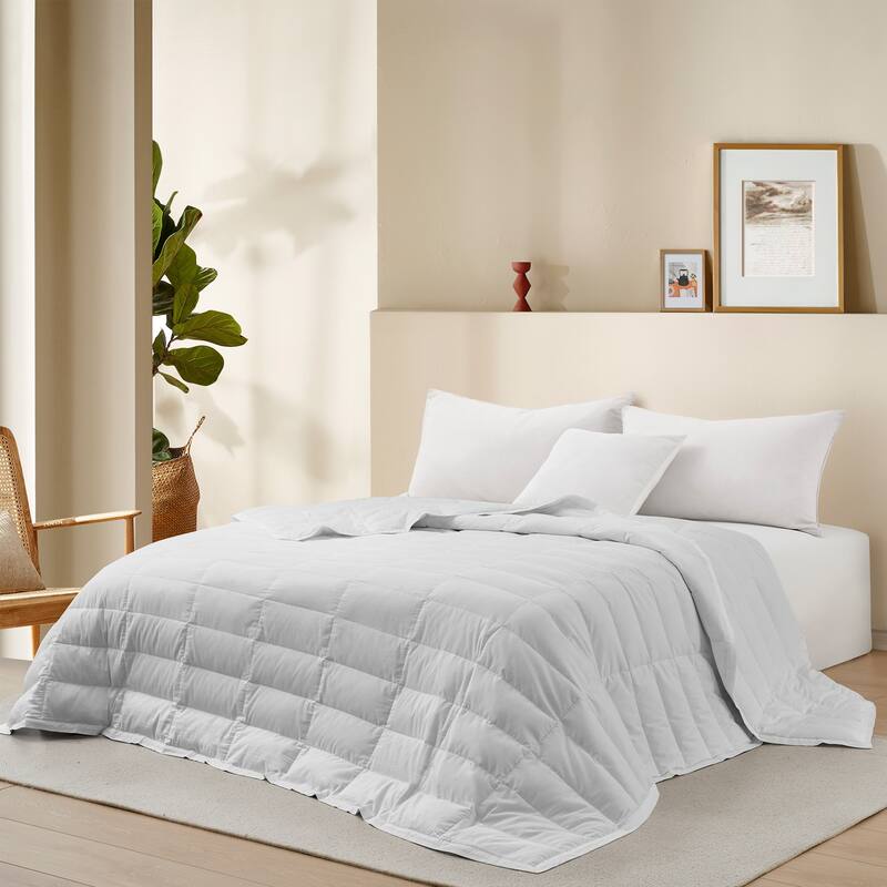 Lightweight Cooling Lyocell White Down Comforter, Tencel Oversized Blanket for Summer