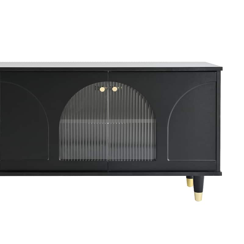 TV Stand Entertainment Center with Adjustable Shelves, 2 Cabinets, Glass Doors Media Console Table for TVs up to 78"