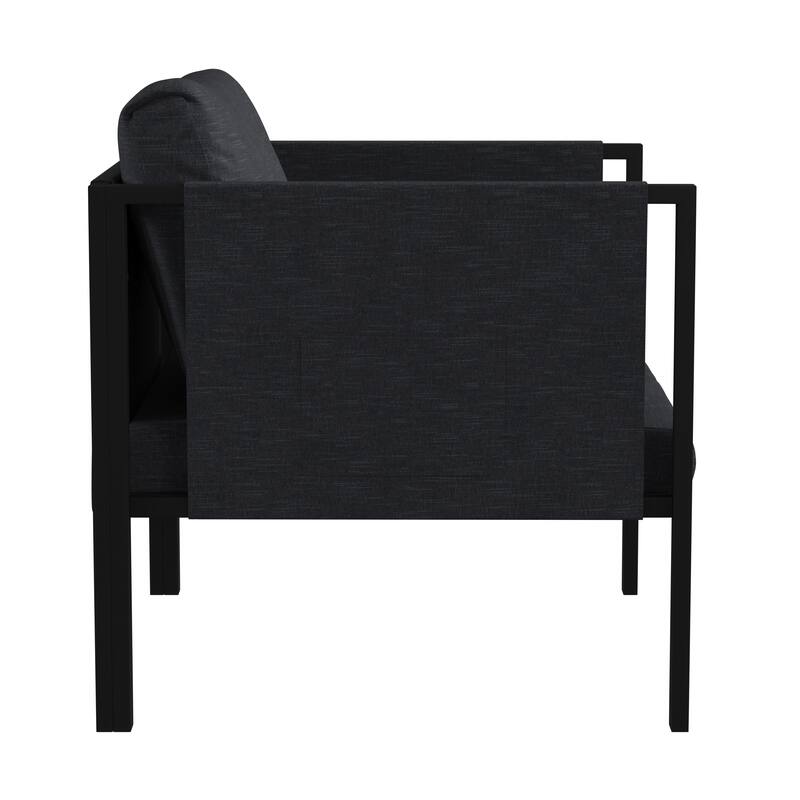 Steel Frame Patio Chair with Included Cushions & Storage Pockets