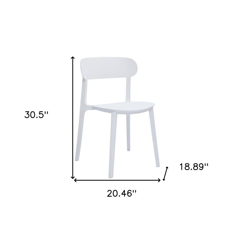 HomeRoots Set of Four White Heavy Duty Plastic Dining Side Chairs - 20.46 in. x 30.50 in. x 18.89 in.