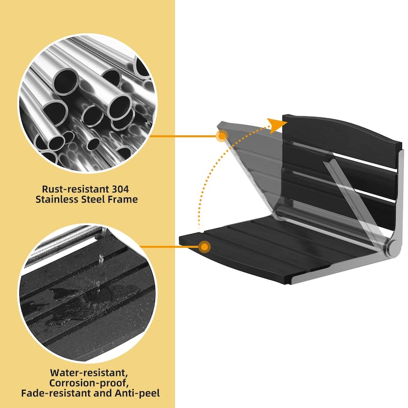 Moasis Plastic Wood Wall Mounted Folding Shower Seat