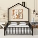 preview thumbnail 10 of 15, Full Size Metal House Platform Bed with Guardrail and Chimney
