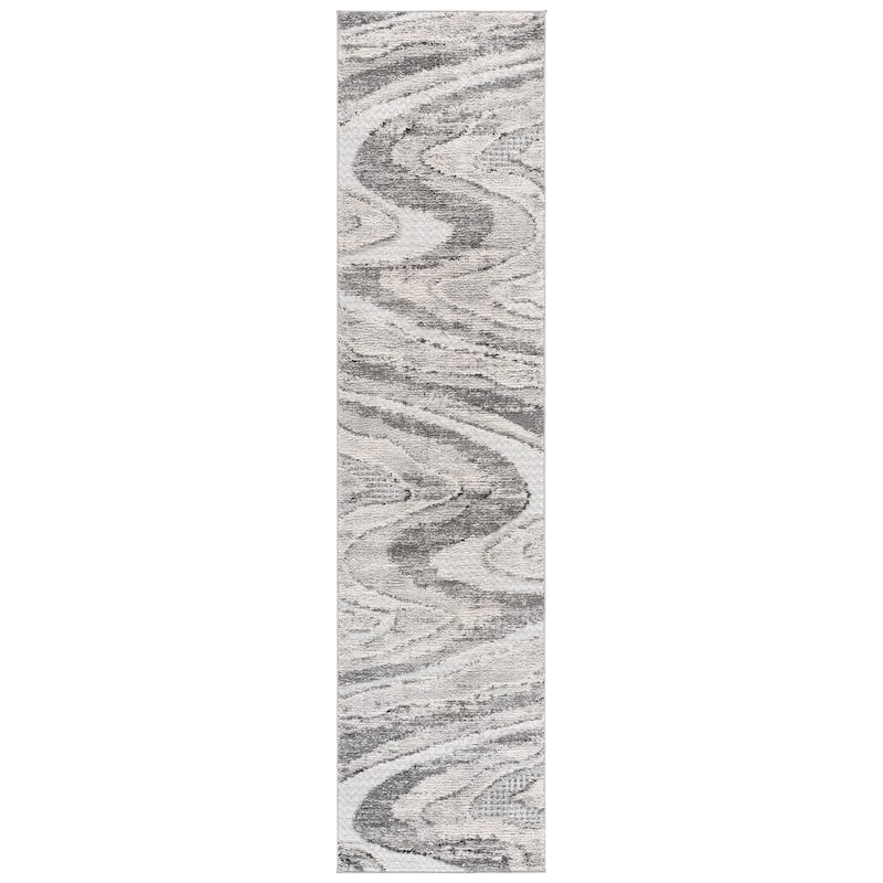 SAFAVIEH Wave Pernelle Modern Rug - 2'2" x 9' Runner - Grey/Ivory