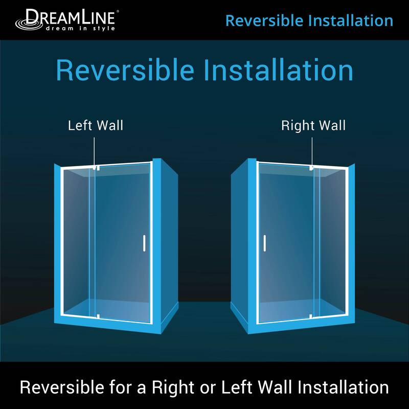 DreamLine Flex 30 in. D x 60 in. W x 76 3/4 in. H Pivot Shower Door, Shower Base and Backwall Kit - 30" x 60" - 30" x 60"