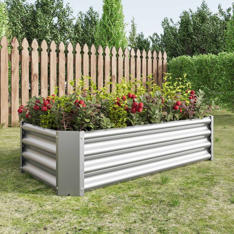 Large Galvanized Metal Raised Garden Bed Open Bottom Rust-Resistant