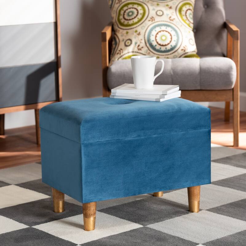 Elias Modern Velvet Fabric Storage Ottoman