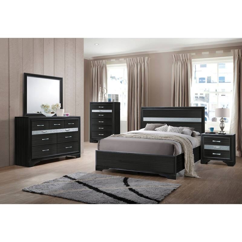 Wooden Bed with 2 Drawers in Black