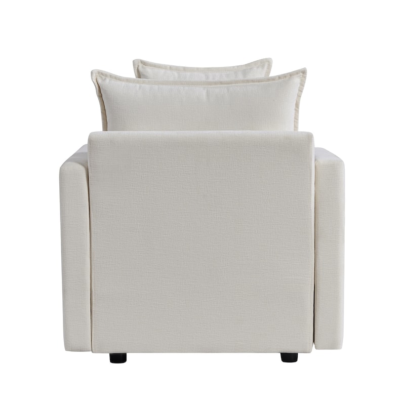 White 33.07" Upholstered Arm Chair