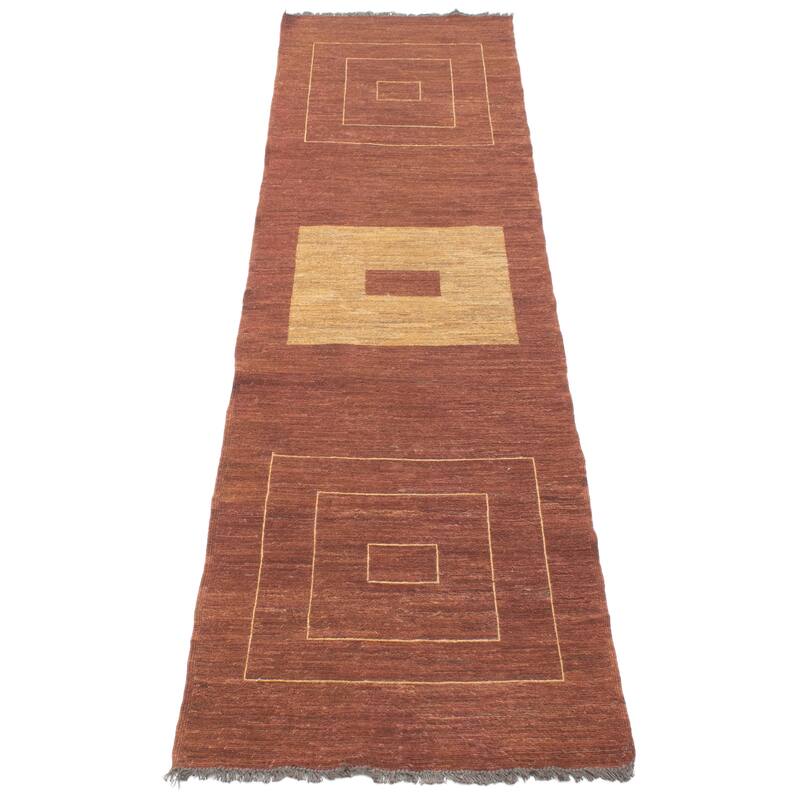 ECARPETGALLERY Flat-Weave Natural Brown Wool Kilim - 2'5 x 9'4