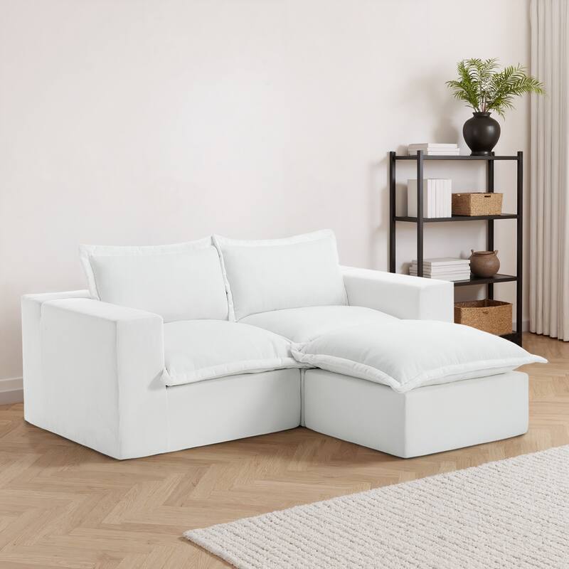 Chenille L-Shaped Modular Sectional Sofa Comfy Cloud Couch For Living Room