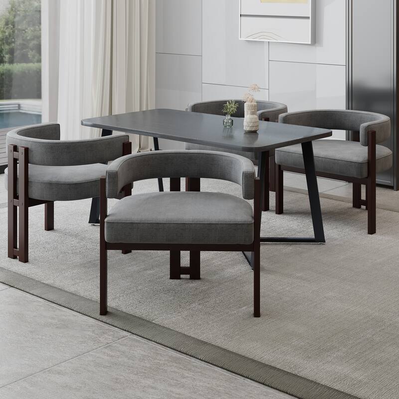 Modern Accent Chair Chenille Upholstered Armchair With Open Back 3 Legs Barrel Dining Chair Comfy Side Chair Set Of 2