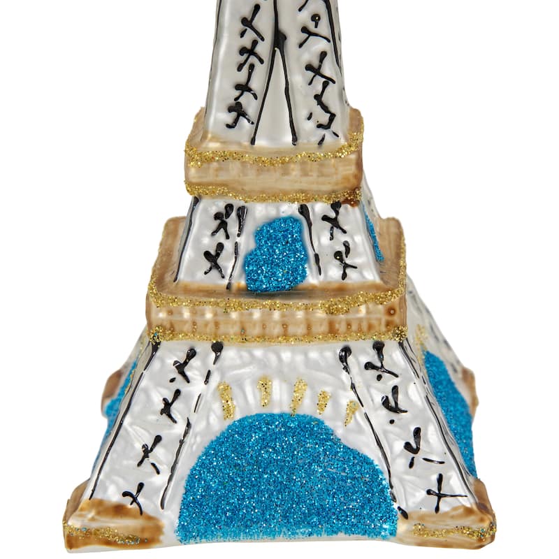 4.75" Silver Eiffel Tower Glittered Christmas Glass Hanging Ornament